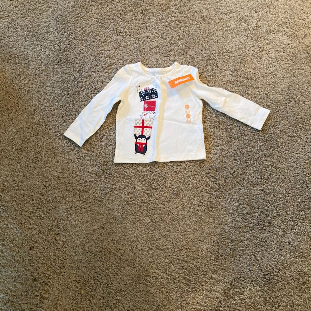 NEW Gymboree mouse penguin ivory long sleeve shirt sz 18-24 months